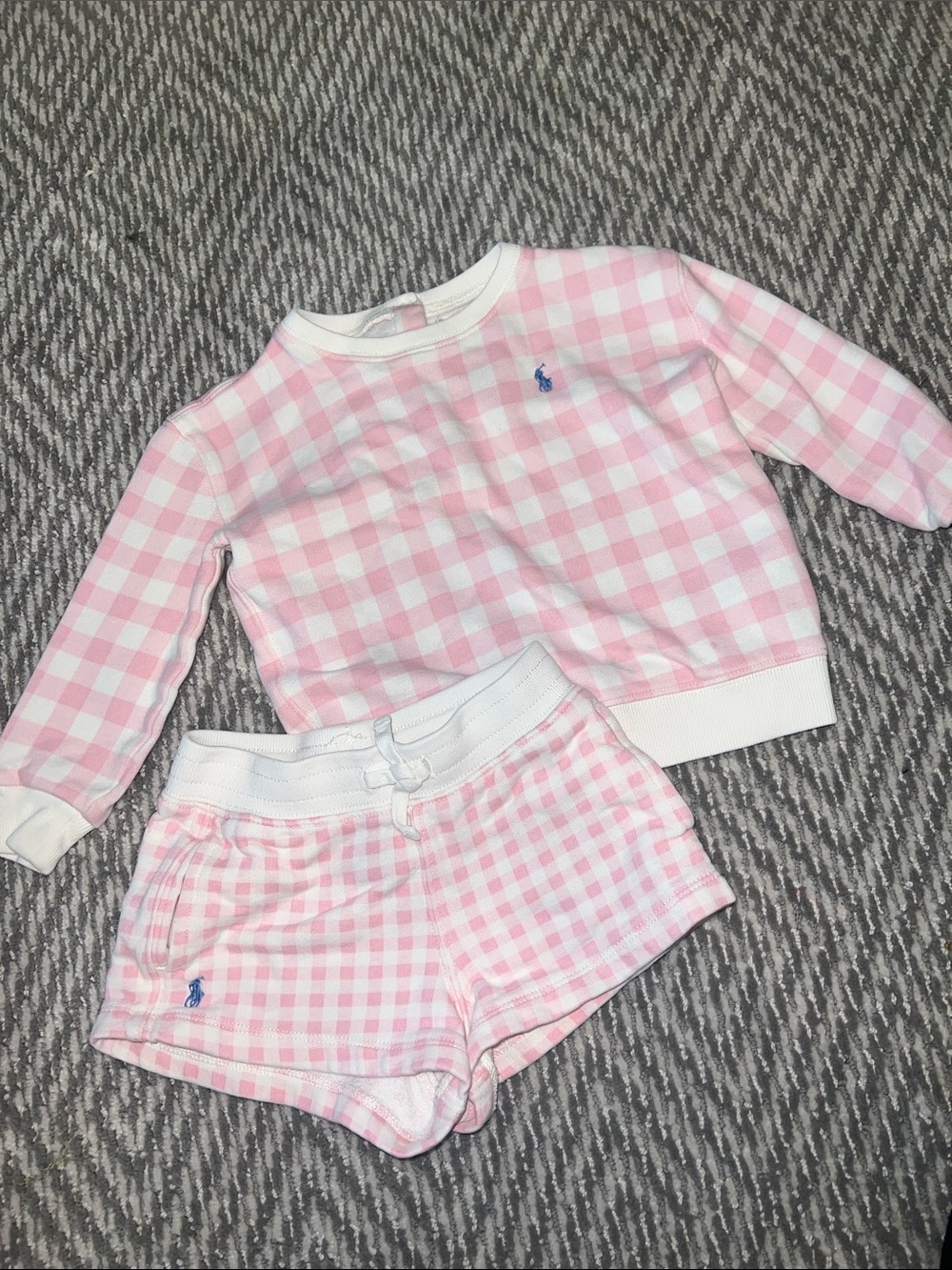 Ralph Lauren Pink & White Gingham Pullover and Shorts Set